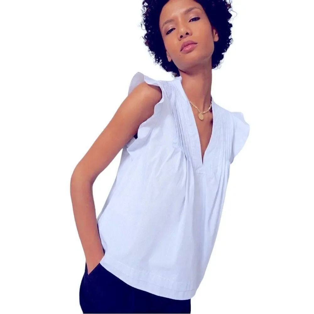 Derek Lam Collective Size Large Ruffled Cotton Top